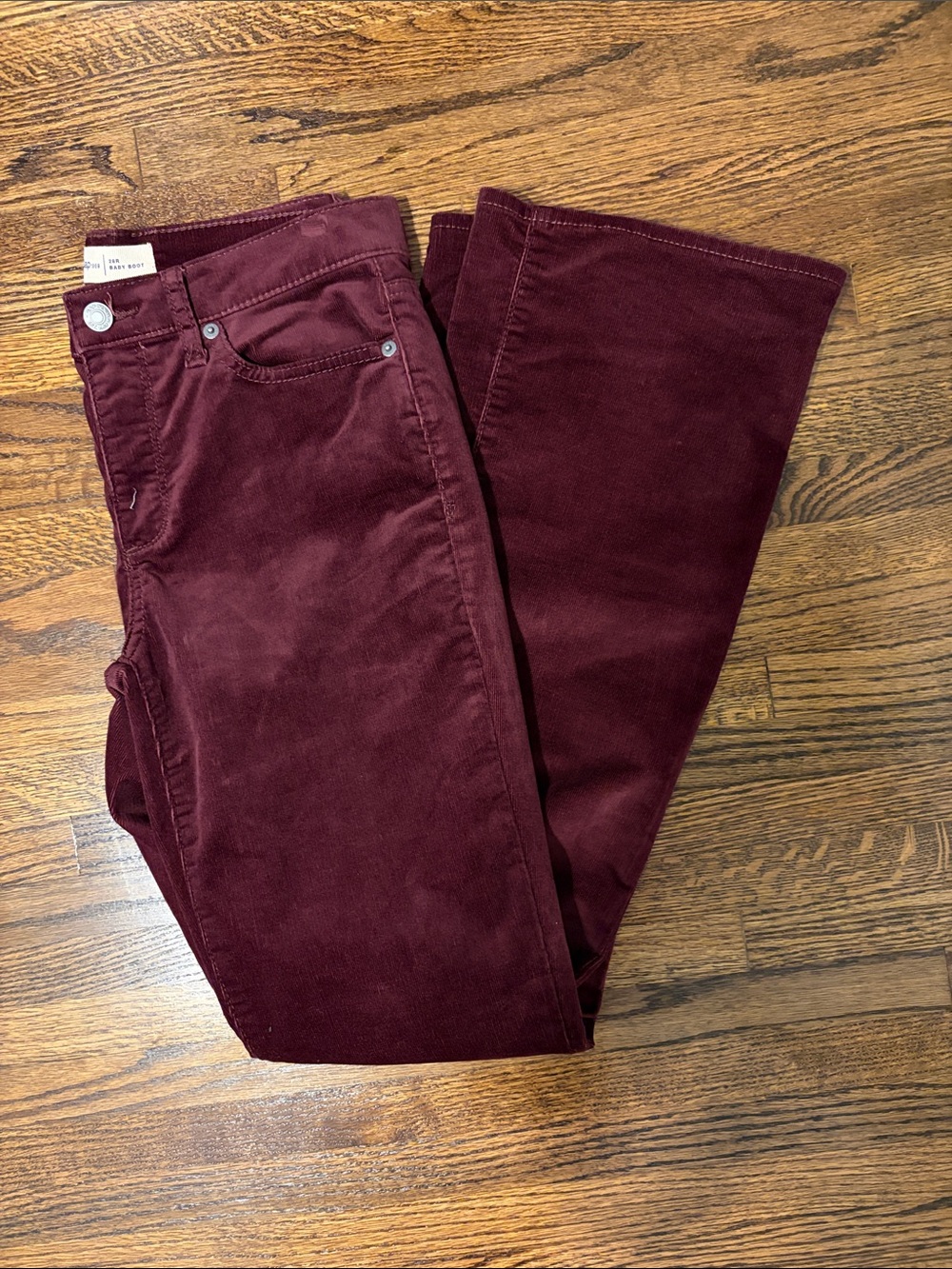 Corduroy Boot Cut Pants in Deep Burgundy
